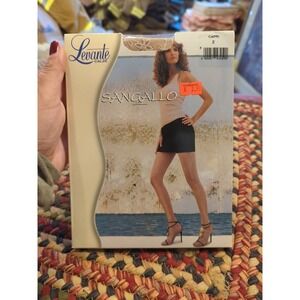 New Levante Calze Sangallo Nude With White Pattern Size 2 Embroidery Made Italy